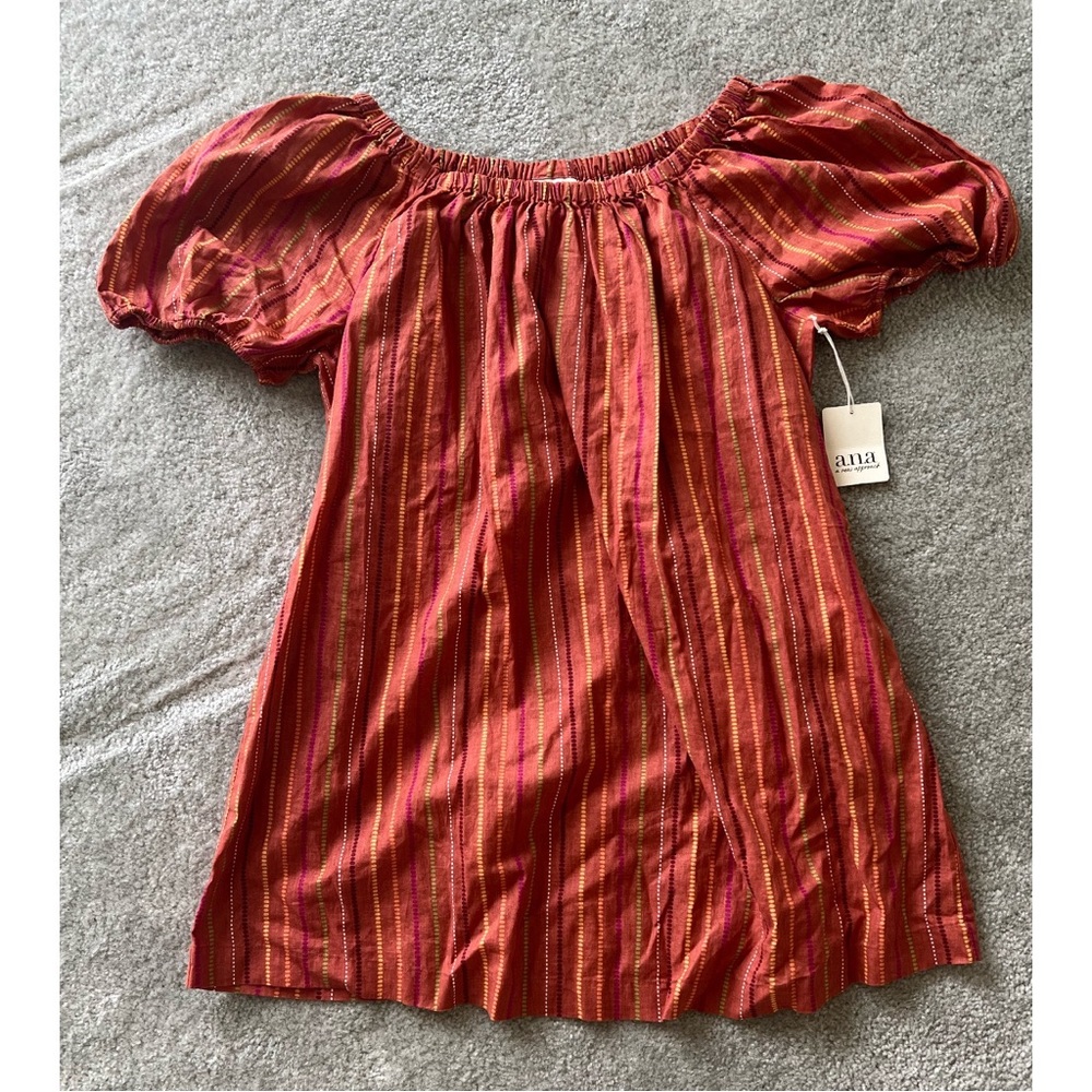 NWT Orange Striped Off the Shoulder Dress